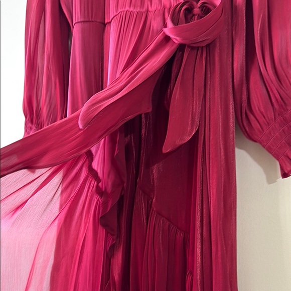 Lauren Conrad Dress Burgundy Boho Wrap Long Sleeve High Low in Size L NWT - Picture 8 of 13